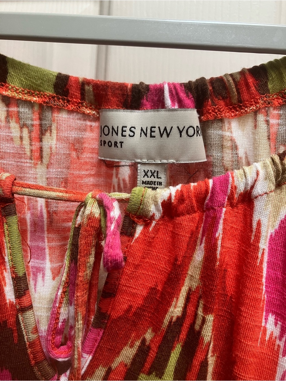 Jones New York Multicolor Ikat Blouse - Red, Pink & Green - Picture 3 of 3